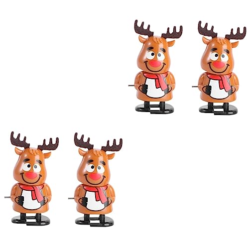 YARNOW 4 Stck. Wind Up Weihnachts Rentier mit Beweglichem Kopf Lustiges für Bunte Schals Party Deko und Mitgebsel für Mädchen Sichere Einfache Handhabung Zufällige Farbe von YARNOW