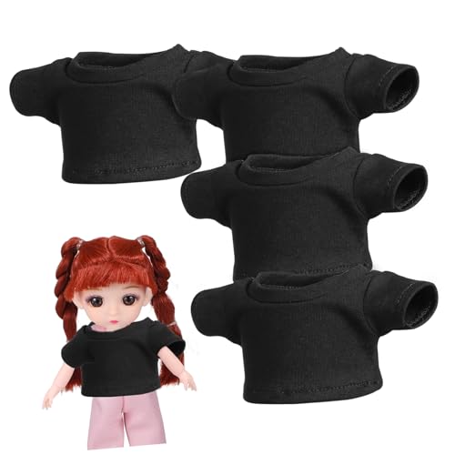 YARNOW 4 Stück Puppe Kurze Ärmel Kleidung für Stofftiere Stofftierkleidung Bär leeres Hemd Bären-Shirt Stoffbär-Grundkleidung Bärenshirt Gestrickte Baumwolle Black von YARNOW