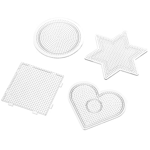 YARNOW 4 Stück Teiliges Bügelperlen Steckplatten aus Kunststoff DIY für Kleiner Hexagon und Herz Fördert Kreativität und Feinmotorik von YARNOW