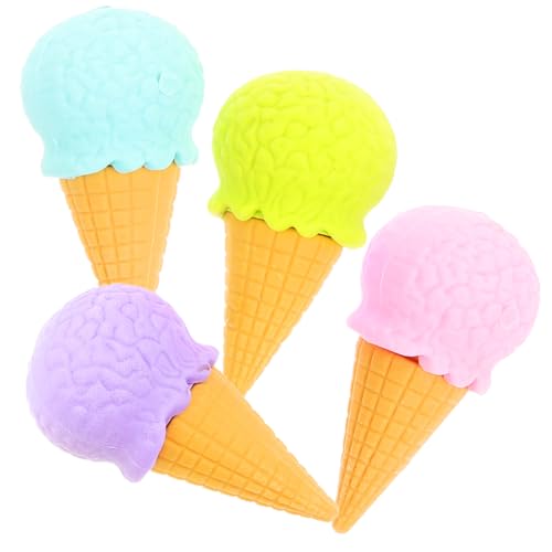 YARNOW 4 Stück Teiliges Radiergummis in Eiscremeform Tragbare Cartoon Radiergummis Sauberes und Rückstandsloses Löschen Langlebiges Gummimaterial Party mitgiebsel für Schüler von YARNOW