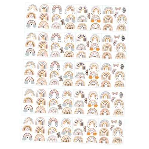 YARNOW 5 Blätter Diy Selbstklebende Boho Rainbow Wandtattoos für Kinderzimmer Farbenfrohe Wanddekoration Langlebige Sticker Kreative und Designs Einfach Anzubringen von YARNOW