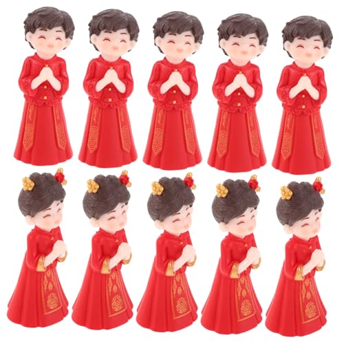 YARNOW 5 Paare Mini Chinesisches Brautpaar Figurines Traditionelle Hochzeitsdekoration Chinesischer Stil Cake Topper für Hochzeitstorte Kompakt und Kulturell für Festliche Anlässe von YARNOW