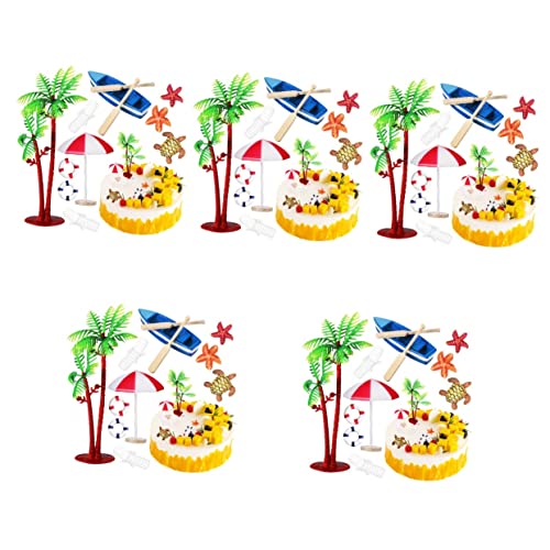 YARNOW 5 Sätze Dekoration Mit Strandmotiven Kuchendekorationen Zum Thema Strand Tropisches Topper Kuchendeckel Mit Strandthema Seekuchendekorationen Plastik 10 Stück * 5 von YARNOW