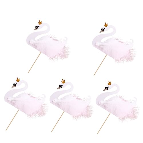YARNOW 5 Stück Elegante Teilig Swan Cake Picks Tortendeko mit Federn Romantische Hochzeitstorte und Geburtstagskuchen Dekoration Vielseitige Dessert Topper für Party und von YARNOW