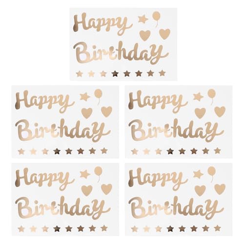 YARNOW 5 Stück Happy Birthday Ballonaufkleber aus Kunststoff mit Goldenen Buchstaben, Ballonaufkleber für Diy-partydekoration, Stil 1 von YARNOW