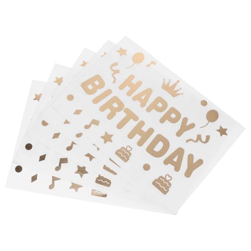 YARNOW 5 Stück Happy Birthday Ballonaufkleber aus Kunststoff mit Goldenen Buchstaben, Ballonaufkleber für Diy-partydekoration, Stil 2 von YARNOW