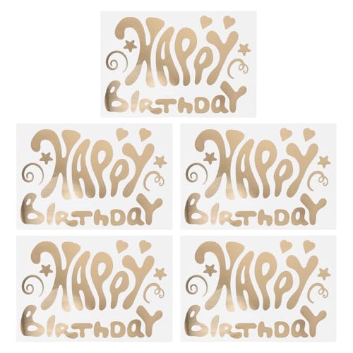 YARNOW 5 Stück Happy Birthday Ballonaufkleber aus Kunststoff mit Goldenen Buchstaben, Ballonaufkleber für Diy-partydekoration, Stil 6 von YARNOW
