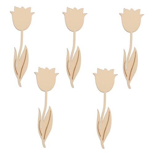 YARNOW 5 Stück Hölzer Chipmalerei DIY-Graffiti-Scheiben Holzscheiben selber machen Holzblumenausschnitte zum Basteln Holz Blume Holzrohlinge Ausschnitt Holzhandwerk hölzern Beige von YARNOW