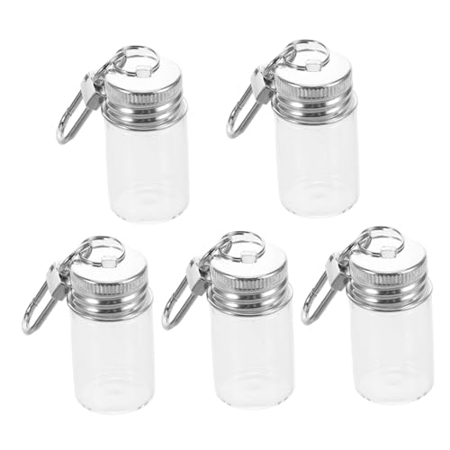 YARNOW 5 Stück Mini -Glasflaschenschlüsselringe Flaschen-Schlüsselanhänger wünschen Wunschflaschen aus Glas Wunschflasche aus Glas Rostfreier Stahl Transparent von YARNOW