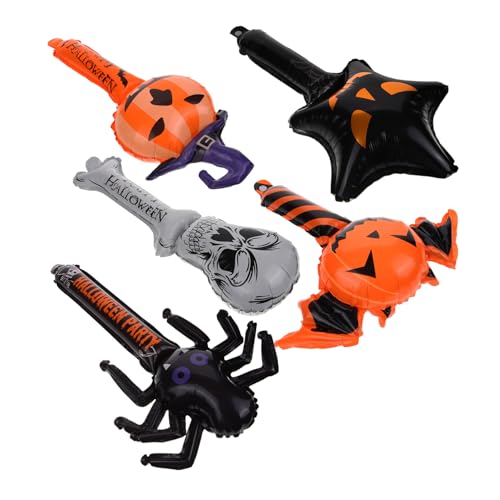 YARNOW 5 Stück Teiliges Halloween Aluminium Folienballons mit Handgriff Spinnen Fledermaus Kürbis Weißer Schädel und für Party Deko und Festliche Anlässe YARNOW 5 Stück Teiliges Halloween Aluminium Folienballons mit Handgriff Spinnen Fledermaus Kürbis Weißer Schädel und für Party Deko und Festliche Anlässe von YARNOW