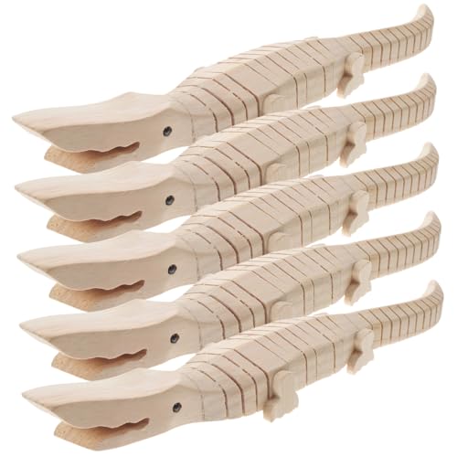 YARNOW 5 Stück Teiliges Holz Krokodil Modell DIY Realistisch Handgefertigt Robustes für Kreative Bastelprojekte und Dekoratives Lernspielzeug von YARNOW