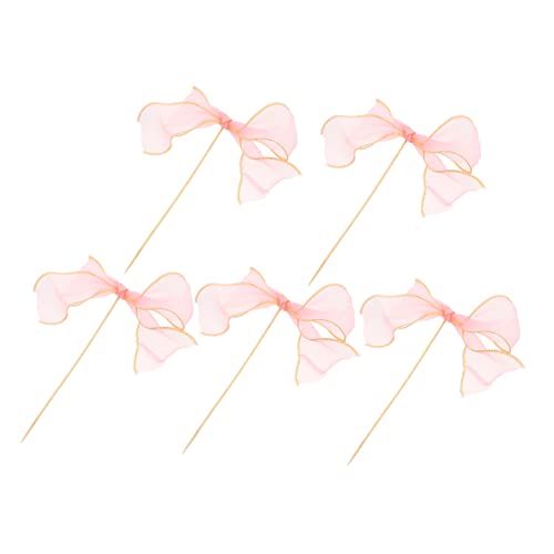 YARNOW 5 Stück Teiliges Set Bow Cake Toppers Rosa Dekoration für Geburtstags und Hochzeitstorten Leichte und Tragbare Kuchendekoration für Partys und Desserttische von YARNOW