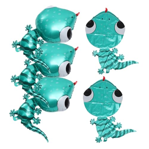 YARNOW 5Stücke Aufblasbarer Gecko Ballon Tiermotiv Luftballons Aus Aluminiumfolie Kindergeburtstage Und Dschungelpartys Stabil Und Langlebig Für Innen Und Außendekoration von YARNOW