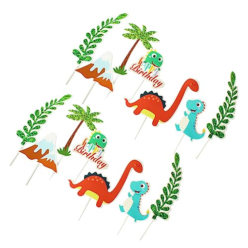 YARNOW 6 Sätze Dinosaurier Geburtstagstorte Deko Set Teiliges Set mit Niedlichen Dinosaurier Cupcake Picks für Kinderpartys Shower und Dessert Tisch Dekoration von YARNOW