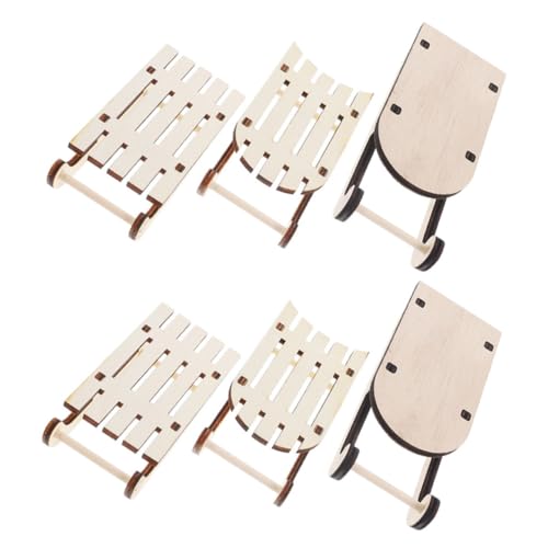 YARNOW 6 Stück Holzschlitten-Ornamente Schlitten-weihnachtsdekoration Mini-holzverzierungen Schlitten Ornamente Miniatur Bilderrahmen Mini-Schlitten Khaki Hölzern von YARNOW