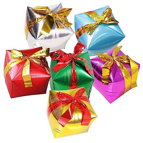 YARNOW 6 Stück Teiliges Aluminiumfolie Luftballons Geschenkbox Form Bunte Weihnachts und Geburtstagsdeko Partyballons in Gold Silber Grün Rot Blau Indoor Outdoor Feierdekoration YARNOW 6 Stück Teiliges Aluminiumfolie Luftballons Geschenkbox Form Bunte Weihnachts und Geburtstagsdeko Partyballons in Gold Silber Grün Rot Blau Indoor Outdoor Feierdekoration von YARNOW