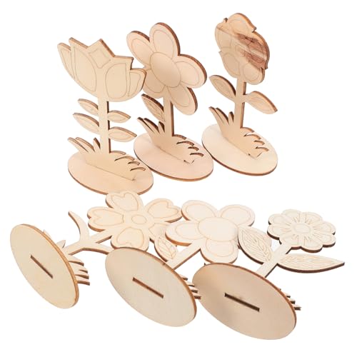 YARNOW 6 Stück Unbehandelte Holzblumen Teiliges DIY Bastelmaterial für Kinderprojekte Blanko Holzblumen zur Dekoration von Zuhause Partys und Büro Bastelidee für Erwachsene von YARNOW