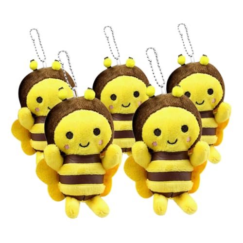 YARNOW 6 Stück kleiner bienenanhänger Tasche Charme kleiner Bienen-Schlüsselanhänger Biene Stofftier Bienenplüschtiere süßer Plüsch-Schlüsselanhänger Nette Bienenfigur PP Baumwolle von YARNOW