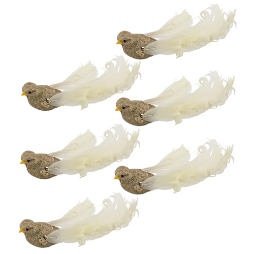 YARNOW 6pcs Künstliche Realistische Vögel Mit Glitzerpulver Faux-gefiedersvögel Für Baumdekoration Garten Landschaftsgestaltung Clip-on-vogelschmuckstücke von YARNOW