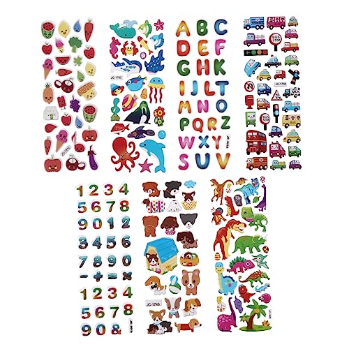 YARNOW 70 Blatt Aufkleber für Selbstklebende Sticker mit Zahlen Buchstaben und Tieren für DIY Projekte für Belohnungen und Bastelarbeiten von YARNOW