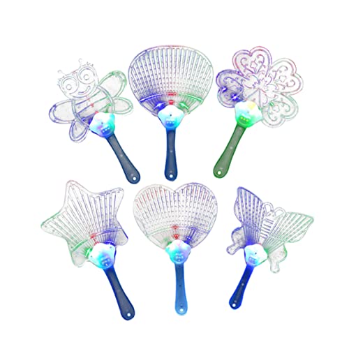 YARNOW 8 Stück Bunter LED Handventilator Teiliges mit Cartoon Design Blinkende Lichter Rhythmen Tragbar für Partys und Veranstaltungen für Teens von YARNOW