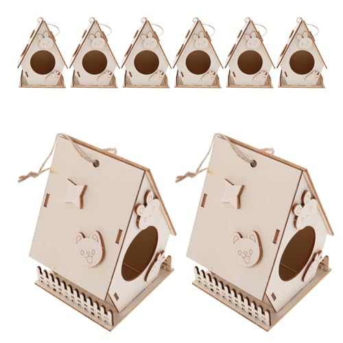 YARNOW 8 Stück Teiliges DIY Holz Vogelhaus Bastelset für Unfertiges Hänge-vogelhaus aus Holz zum Bemalen Kreatives Kunst Bastelprojekt für Jungen und Mädchen Naturverbundenes von YARNOW