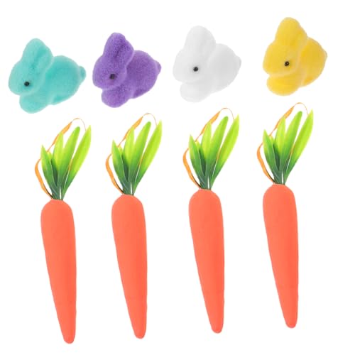 YARNOW 8 Stück Teiliges Set aus Bunten Osterdekorationen mit Karotten und Hasen Flauschige Bunny Figuren und Schaumkarotten für Festliche Anlässe und Party Dekorationen von YARNOW