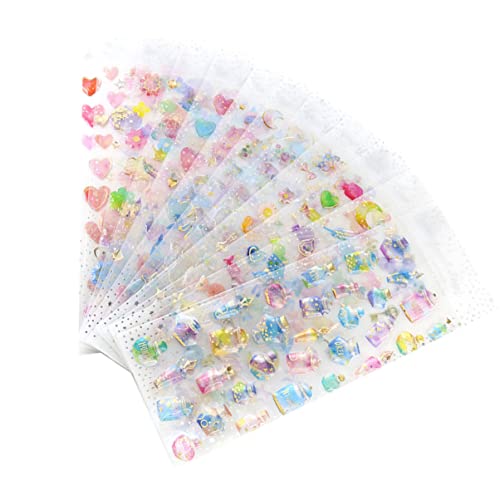 YARNOW 9 Stück Teiliges Kristall Aufkleber Transparent DIY Sticker für Scrapbooking und Handy Dekoration Glänzende Sicher und Vielseitig Einsetzbar für Bastelprojekte von YARNOW
