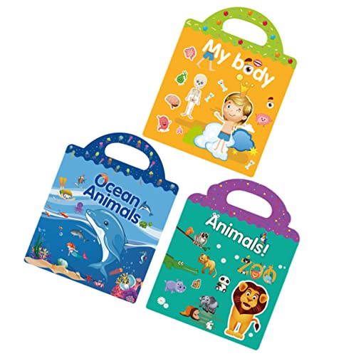 YARNOW DIY Aufkleberbuch Teilig mit Tiermotiven Meereslebewesen und Körperthemen Selbstklebende Sticker für Kreative Spielideen für Unterwegs von YARNOW
