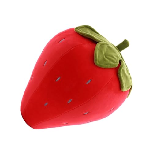 YARNOW Erdbeerkissen Erdbeer-wurfkissen Erdbeer-dekokissen Erdbeerplüschkissen Erdbeerfruchtkissen Erdbeere Stickig Erdbeer-plüschkissen Plüsch-wurfkissen Fruchtspielzeug Plüschstoffe Rot von YARNOW