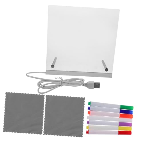 YARNOW LED Leucht Schreibtafel mit Ständer Wiederbeschreibbares Transparentes Zeichenbrett für Fluoreszierendes DIY Zeichnen und Nachzeichnen Mit Bunte Stifte und USB Tragbar für Zuhause von YARNOW