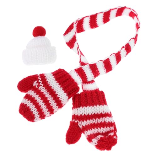 YARNOW Mini Strickmützen und Schal für Puppen Weihnachtsdekorationszubehör Langlebige Miniatur Accessoires für Bastelprojekte und Festliche Szenen Farbgebung von YARNOW