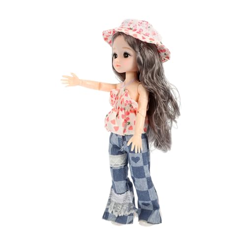 YARNOW Puppe Im Stil Lebendige Gliederpuppe Geburtstagsgeschenk Puppe Mit Kleidungszubehör Kleine Gliederpuppe Puppe Mit Schuhen Kleidung Hut Gliederpuppe Im Hawaii von YARNOW