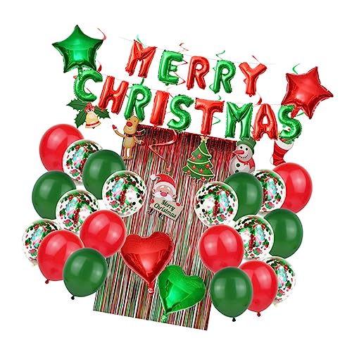YARNOW Teiliges Weihnachts Deko Set aus Aluminiumfolie Luftballons Rot Grün Stern Herz und Konfetti Motiven Regenvorhang Spiraldekoration für Festliche Partyatmosphäre YARNOW Teiliges Weihnachts Deko Set aus Aluminiumfolie Luftballons Rot Grün Stern Herz und Konfetti Motiven Regenvorhang Spiraldekoration für Festliche Partyatmosphäre von YARNOW