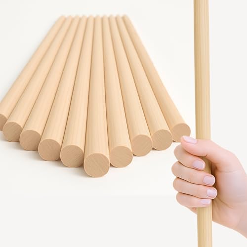 10 Stück dicke natürliche Holzstäbchen – 61 cm lang, 2,5 cm lang, Birkenholz, Dübelstangen für Handwerk, DIY-Projekte, Lebensmittelverwendung, glatte runde Holzstäbe zum Basteln und Ausstellen 10 Stück dicke natürliche Holzstäbchen – 61 cm lang, 2,5 cm lang, Birkenholz, Dübelstangen für Handwerk, DIY-Projekte, Lebensmittelverwendung, glatte runde Holzstäbe zum Basteln und Ausstellen von YARRD