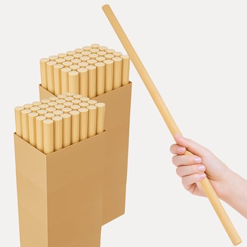 100 Stück Bambusdübel 1/4 Zoll (6,35 mm) – langes Dübelstangen-Set für DIY-Handwerksprojekte, Holzdübel 1/4 Zoll Naturholzstäbe für Bastelbedarf und Materialien, Blumen und Schulgebrauch von YARRD