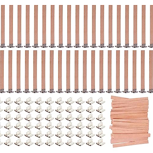 200 Stück Dochte aus Holz für Kerzen – 100 Holzdochte und 100 Kerzendocht-Clips für Kerzenherstellung, Holzkerzendochte für Sojawachs, Holzdochte für Kerzenherstellung, Zubehör zur Kerzenherstellung 200 Stück Dochte aus Holz für Kerzen – 100 Holzdochte und 100 Kerzendocht-Clips für Kerzenherstellung, Holzkerzendochte für Sojawachs, Holzdochte für Kerzenherstellung, Zubehör zur Kerzenherstellung von YARRD