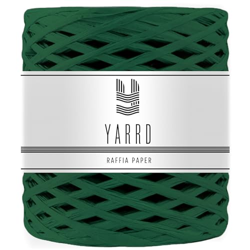 218 Yards grünes Bastband als Geschenk – 200 m Rolle Papierschnur, grüne Farbe, 0,6 cm breit, Bastelbastband für DIY Bast, Geschenkband für Weihnachten von YARRD