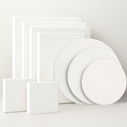 24 Stück Leinwand Tafeln zum Malen, weiße Acrylplatten in 8 Größen, einschließlich 4x4, 5x7, 8x10, 11x14, Leinwand und rundes Set mit 15,2 cm, 20,3 cm, 25,4 cm für Acrylfarbe, rund und quadratisch zum 24 Stück Leinwand Tafeln zum Malen, weiße Acrylplatten in 8 Größen, einschließlich 4x4, 5x7, 8x10, 11x14, Leinwand und rundes Set mit 15,2 cm, 20,3 cm, 25,4 cm für Acrylfarbe, rund und quadratisch zum von YARRD