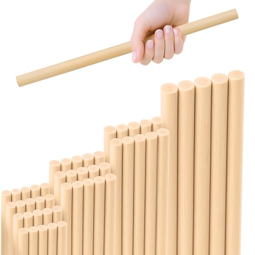 50-teiliges Birkenholz-Bastelstäbe-Set, 30,5 cm lang, verschiedene Größen, Holzdübel für DIY-Projekte, unlackiertes Holz, Handwerk, Birkenstäbe und Dübel zum Basteln von YARRD
