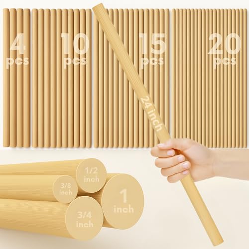 Bambus-Dübelstangen in verschiedenen Größen, 61 cm lang, Bambus-Bastelstäbe, natürliche Holzdübel für Handwerk und DIY-Projekte, unlackierte Holzstäbe, 50 Stück Bambus-Dübelstangen in verschiedenen Größen, 61 cm lang, Bambus-Bastelstäbe, natürliche Holzdübel für Handwerk und DIY-Projekte, unlackierte Holzstäbe, 50 Stück von YARRD