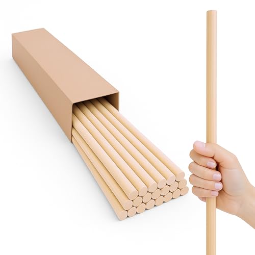Birken-Holzdübelstäbe – 1,27 x 61 cm Bastelstäbe für DIY-Projekte, Holzdübel 61 cm lang für Modellieren, Basteln, Gebäude, Mischen und mehr glatte, natürliche Oberfläche, 25 Stück Birken-Holzdübelstäbe – 1,27 x 61 cm Bastelstäbe für DIY-Projekte, Holzdübel 61 cm lang für Modellieren, Basteln, Gebäude, Mischen und mehr glatte, natürliche Oberfläche, 25 Stück von YARRD