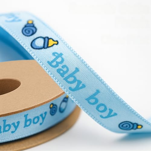 It's a Boy Ribbon Babyparty-Set – 100 hellblaue Satinschleifen + 9,1 m Spule mit Aufschrift "It's a Boy", Dekorationen für Babyparty, Geschlechtsoffenbarung, Party oder Geschenkverpackung von YARRD