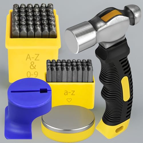 Yardd Metallstempel-Set, 64-teilig, Metallstempel für Schmuckherstellung, Buchstabenstanzer-Set, Leder, Stahl, Zahlen- und Buchstabenstempel-Set, Handpresse von YARRD