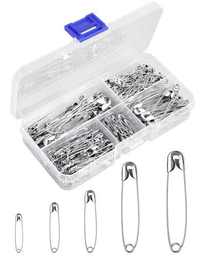 260 Stück Sicherheitsnadeln Set - 5 Größen 19mm - 55mm,Rostbeständig Metall Safety Pins,Haltbar Sicherheitsnadeln für Kleidung Kunsthandwerk Nähen DIY und Schneiderei,(260, Silber) von YARUKIMA