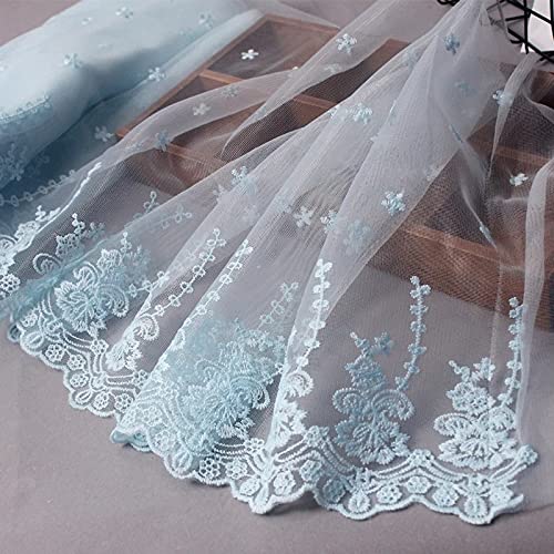 YASECO Spitze 91 cm breit Spitzenstoff Stickband Besatz Netzstoff Spitzenband Nähen Besätze Guipure Handwerk Dekorieren (Größe: 35 cm, Farbe: Hellblau) von YASECO