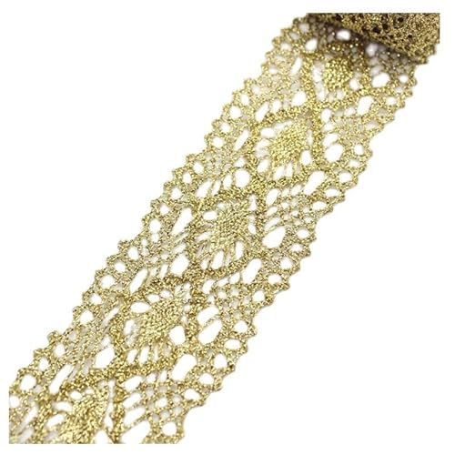 YASECO Spitzenband, 91 cm, Breite: 5 cm, goldfarben, zum Nähen von Spitzen, Kleid, Guipure-Vorhang, Dekoration YASECO Spitzenband, 91 cm, Breite: 5 cm, goldfarben, zum Nähen von Spitzen, Kleid, Guipure-Vorhang, Dekoration von YASECO