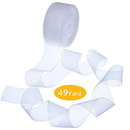 Organzaband, Weiß, 45m x 4cm Organza Schleifenband,Schimmernd Weiss Geschenkband Chiffonband Dekoband für Hochzeit Taufe Geschenkverpackungen von YASQZ