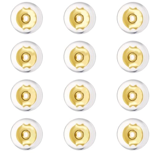 YATEICBC 12 Stück/6 Paar Ohrstöpsel, Ohrstecker,Ohrringverschlüsse,Silikon-Ohrringe, baumelnde Ohrringe, antiallergene Ohrstecker (Gold) von YATEICBC