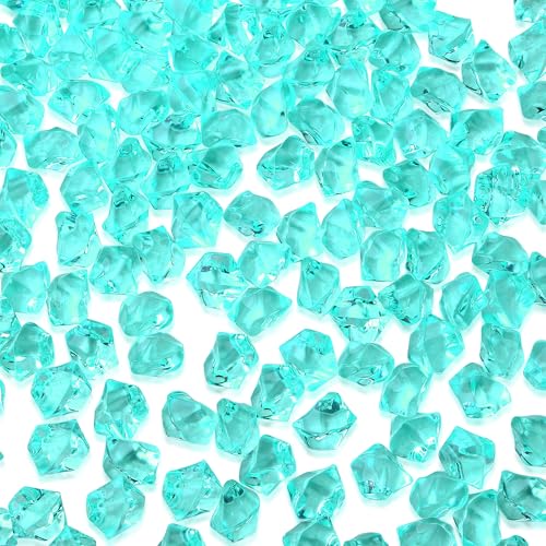 YATOJUZI Künstliche Eiswürfel, 500 Stück, blaugrün, Acryl, Vasenfüller, Kunststoff-Diamanten, Edelsteine für Heimwerker, Party, Hochzeit, Tischdekoration, Requisite, 1,3 cm (nur blaugrün) von YATOJUZI